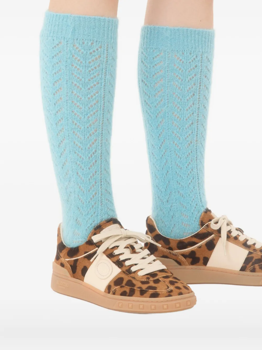 Valentino Garavani Upvillage sneakers van kalfsleer met animalierprint Bruin
