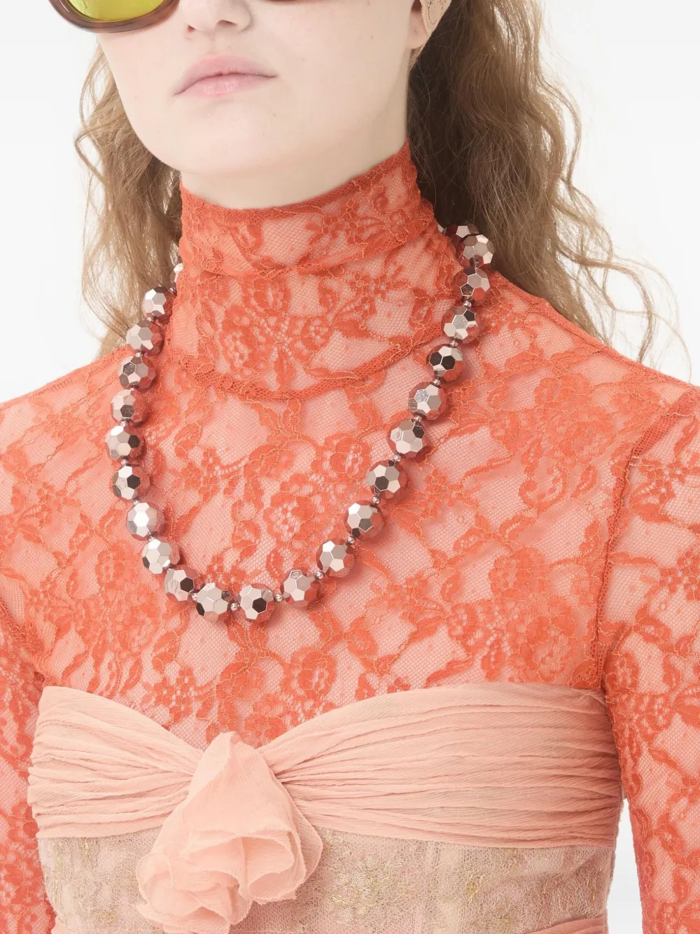 faceted-sphere enamel necklace