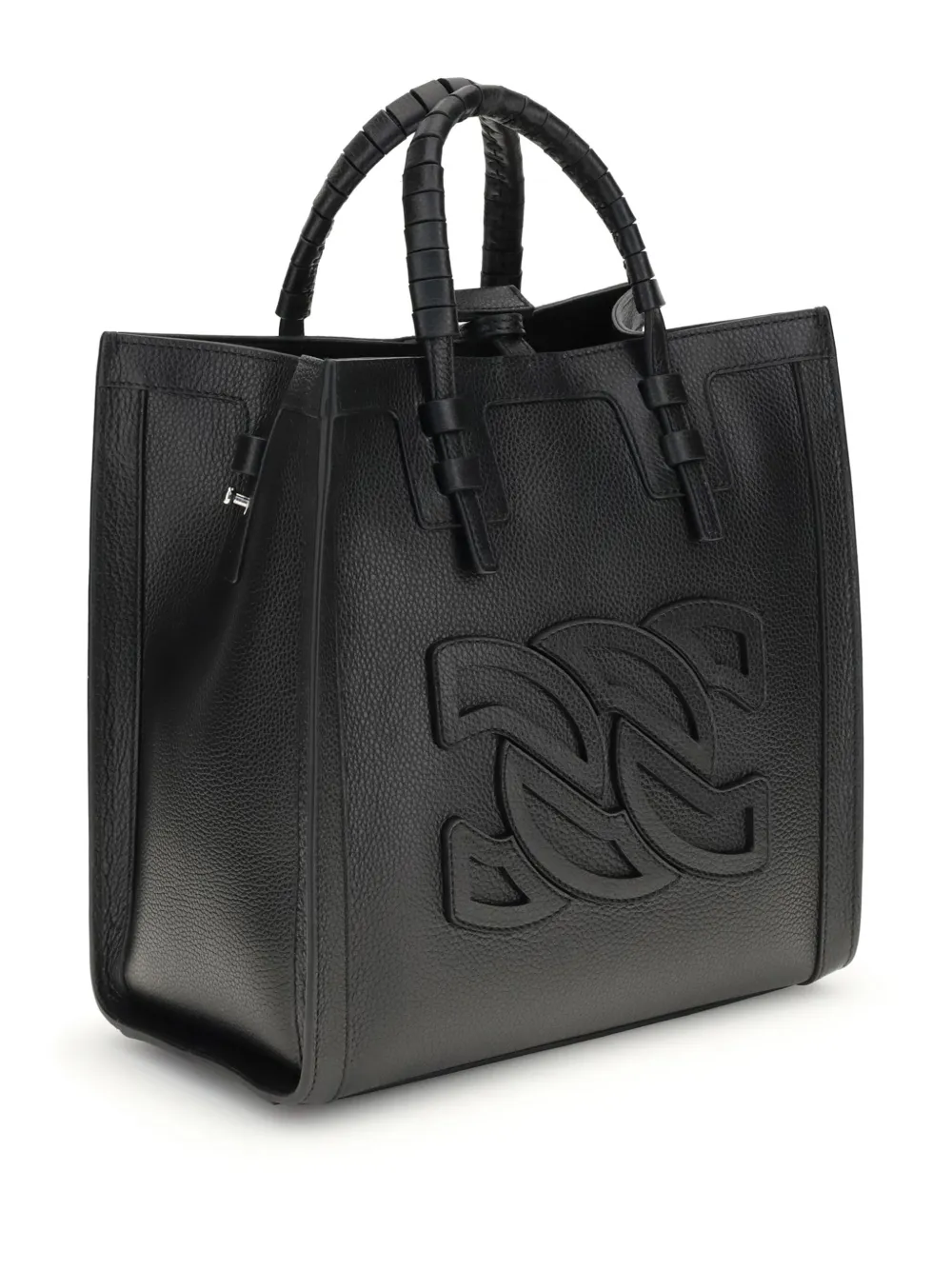 Casadei Shopper met gevlochten handvat en logo-reliëf Zwart