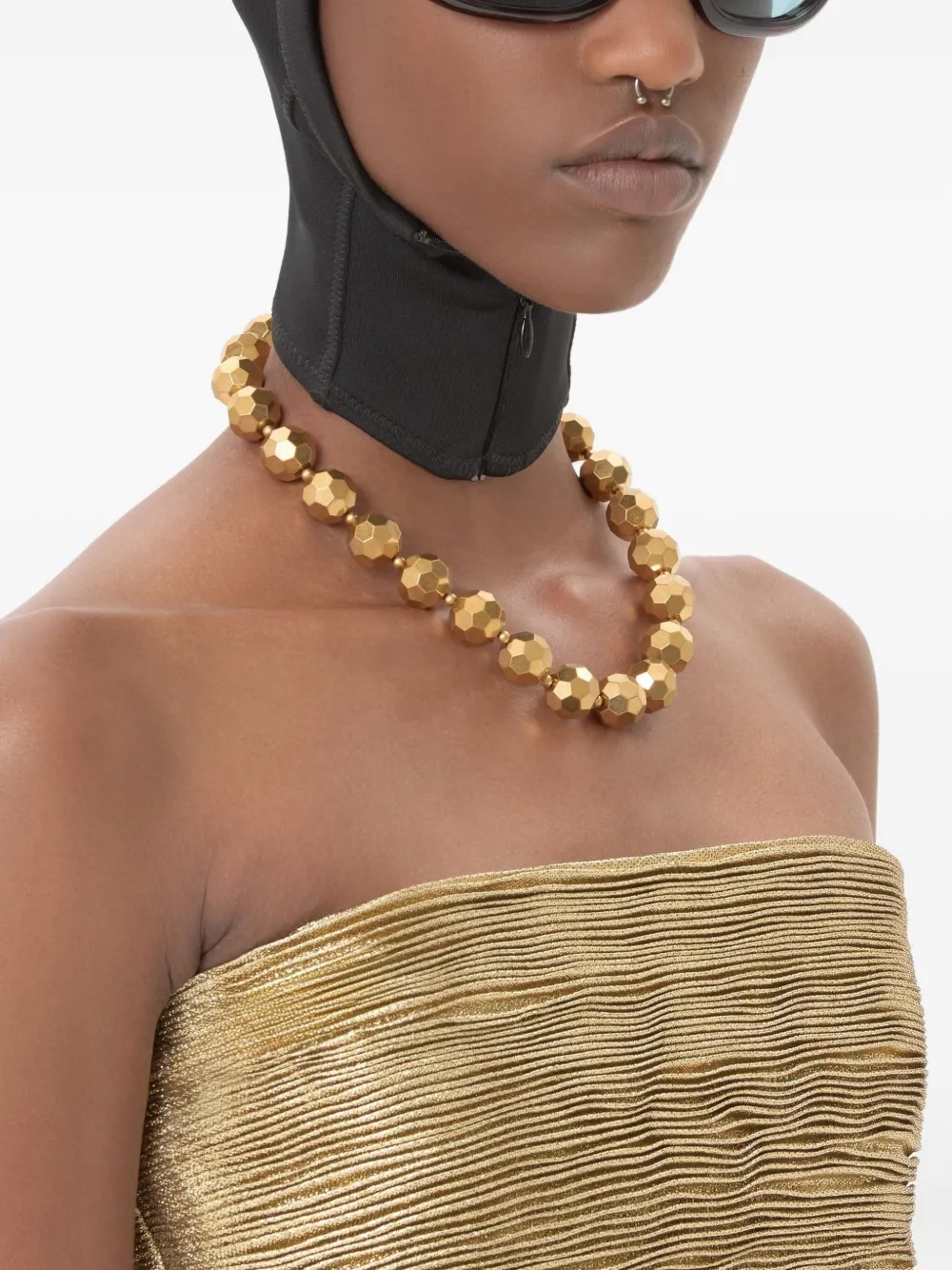 Valentino Faceted-sphere Bead Necklace In Gold