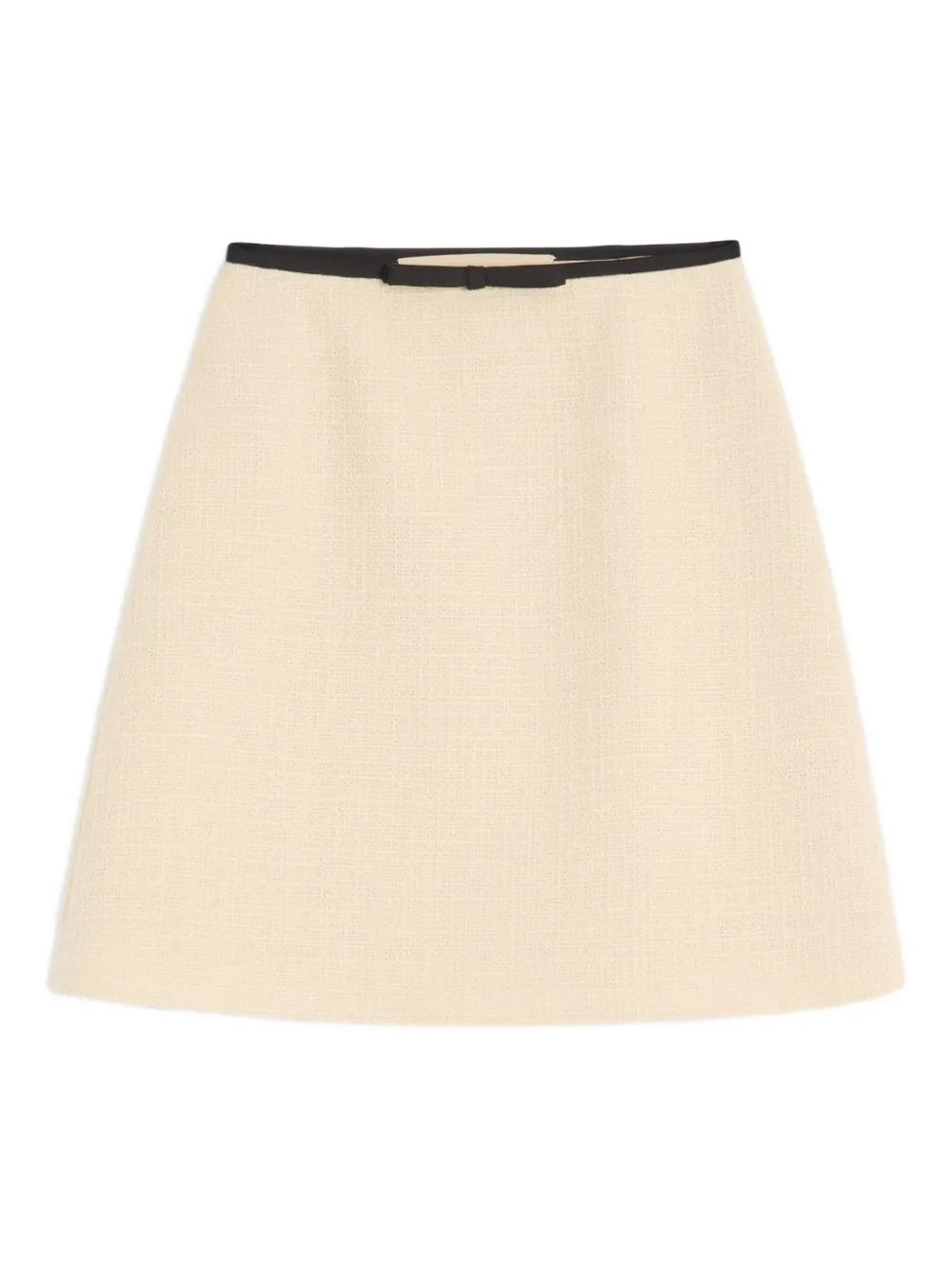 Valentino Bow-detailed Wool-blend Tweed Mini Skirt In Neutral