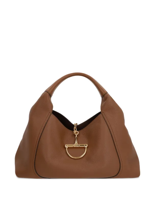 Gucci Maxi Softbit Grained Leather Shoulder Bag | Brown | FARFETCH