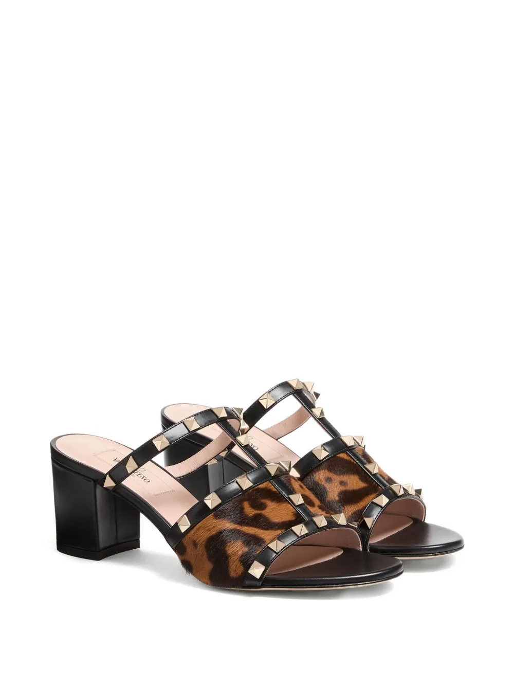 Valentino 60mm Rockstud Leopard-print Sandals In Animal Print