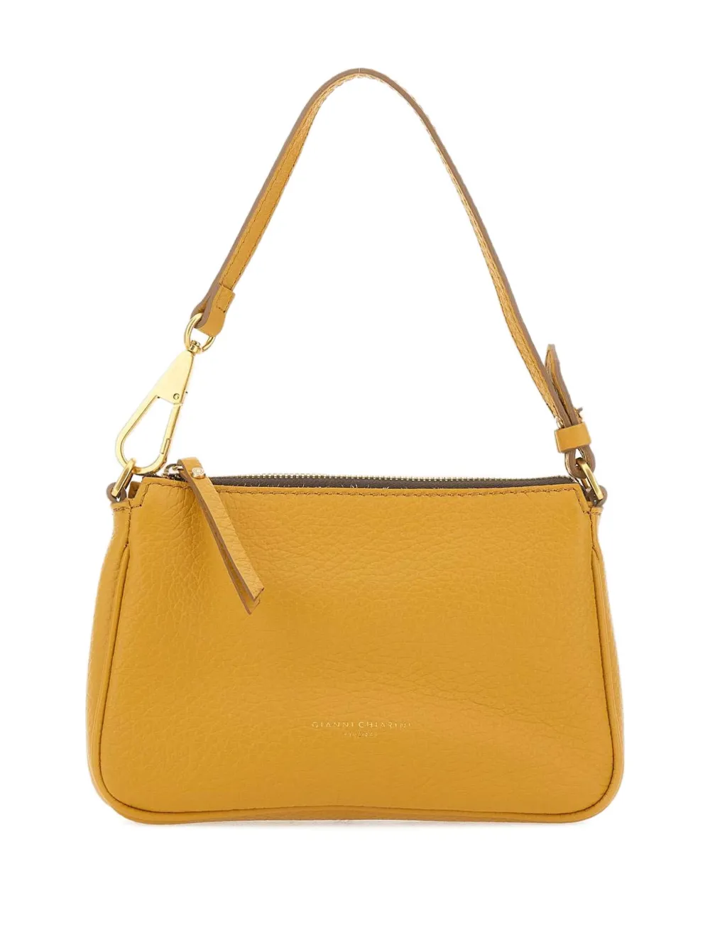 GIANNI CHIARINI zip-top grain leather shoulder bag Geel