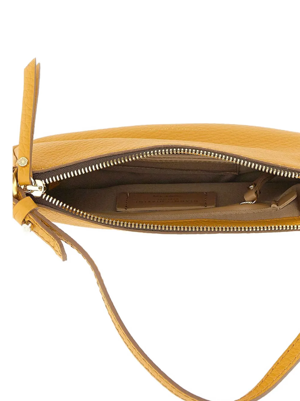GIANNI CHIARINI zip-top grain leather shoulder bag Geel