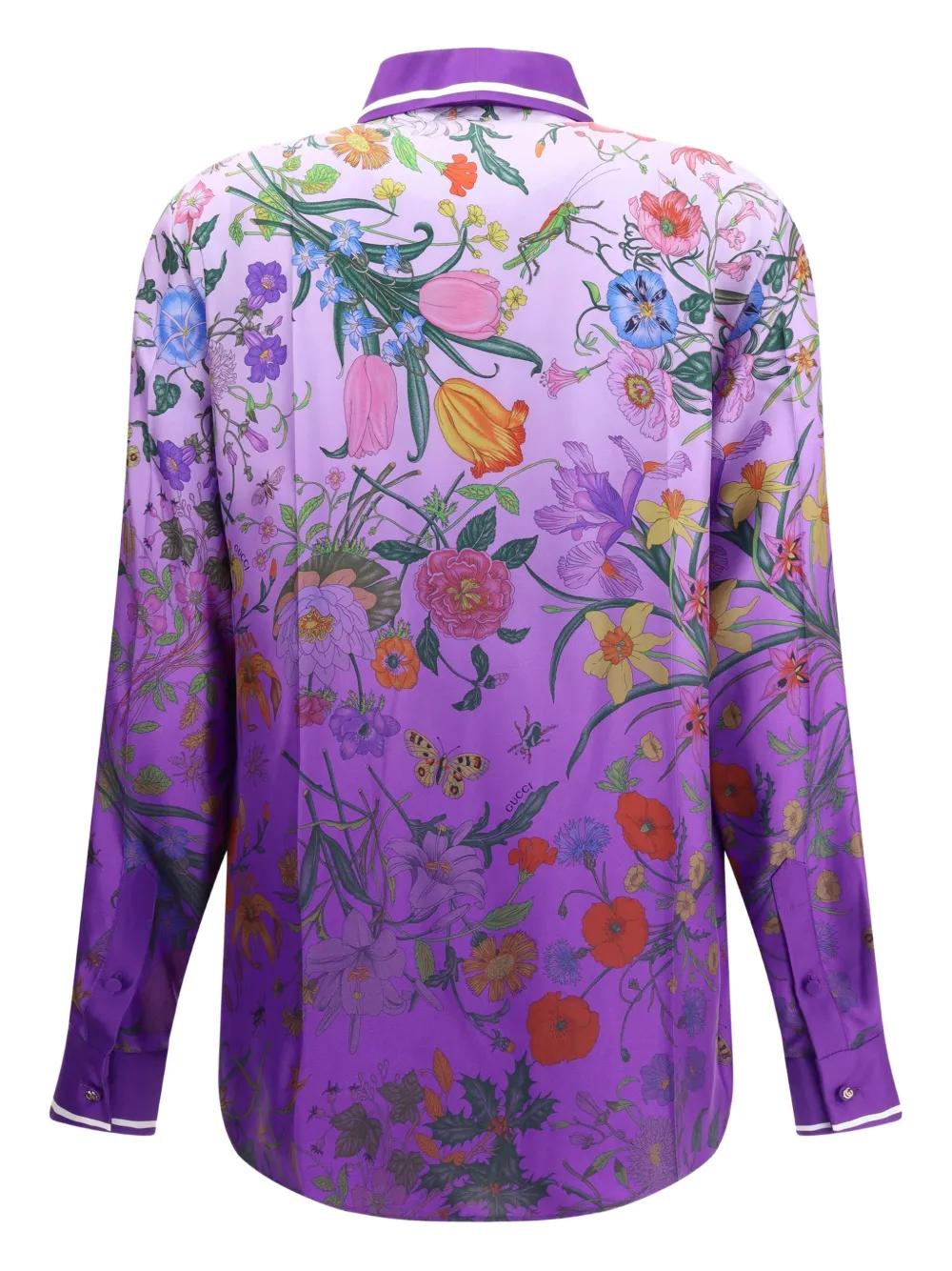Gucci floral-print ombre shirt - Paars