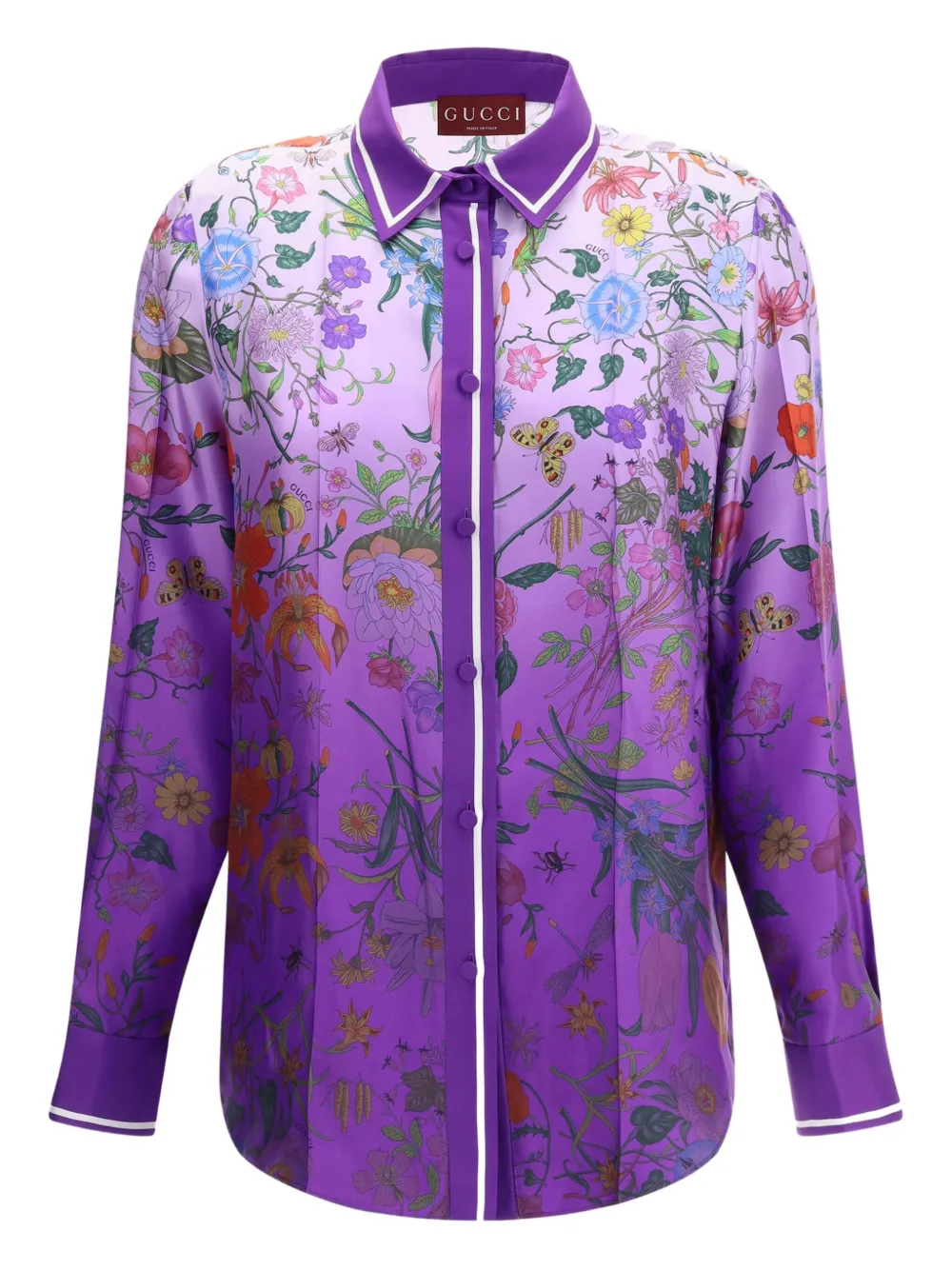 Gucci floral-print ombre shirt - Violett