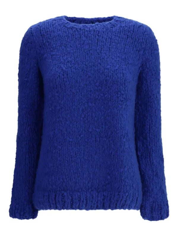 Gabriela Hearst Textured Crew-neck Sweater in Blue