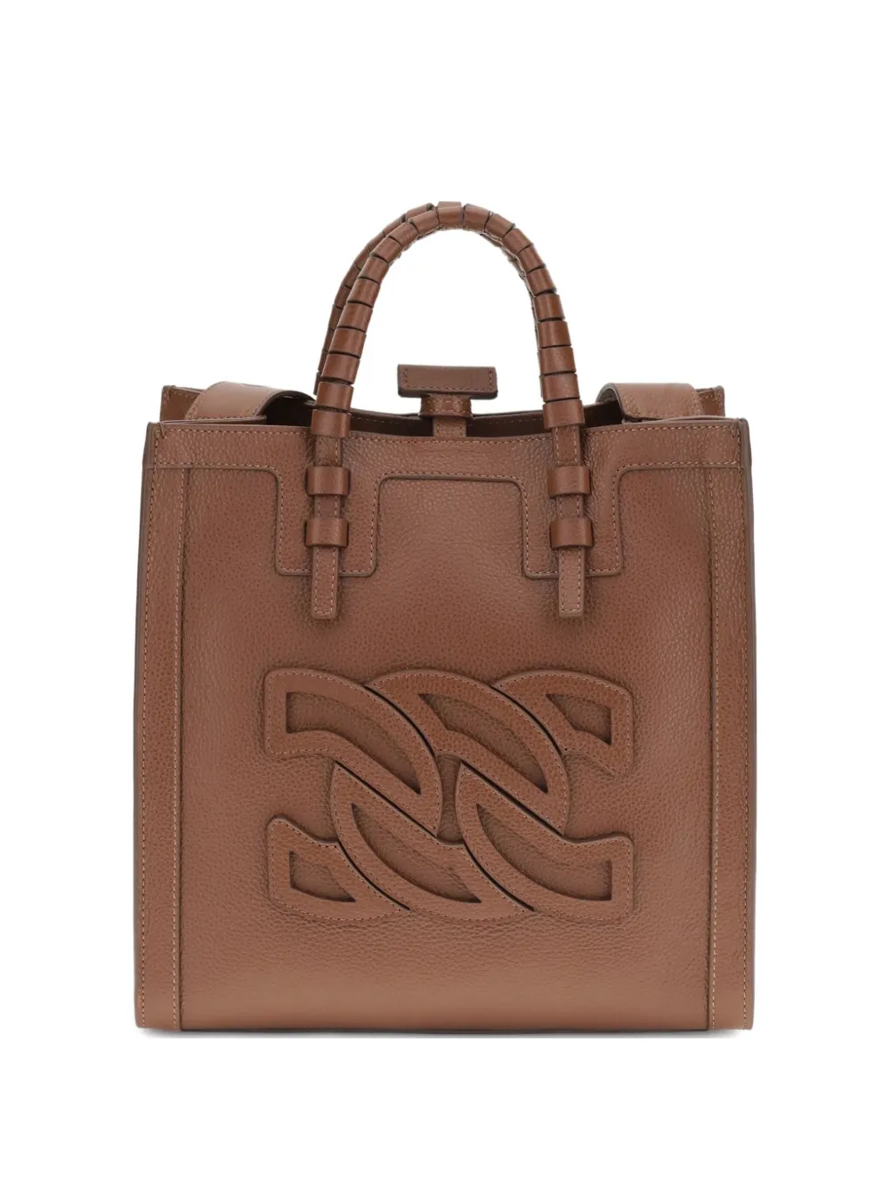 braided-handle cut-out tote bag