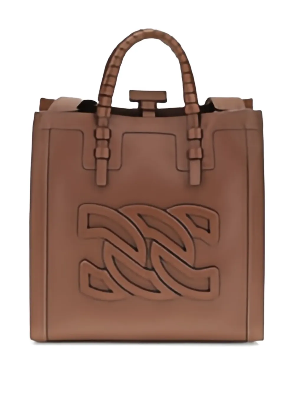 Casadei braided-handle cut-out tote bag - Bruin