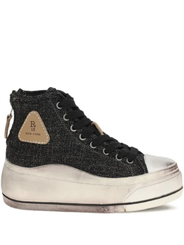 R13 Zip-detail Platform Sneakers in Black