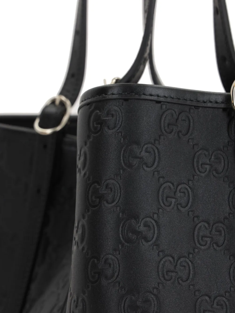 Gucci medium GG emblem leather tote bag Zwart