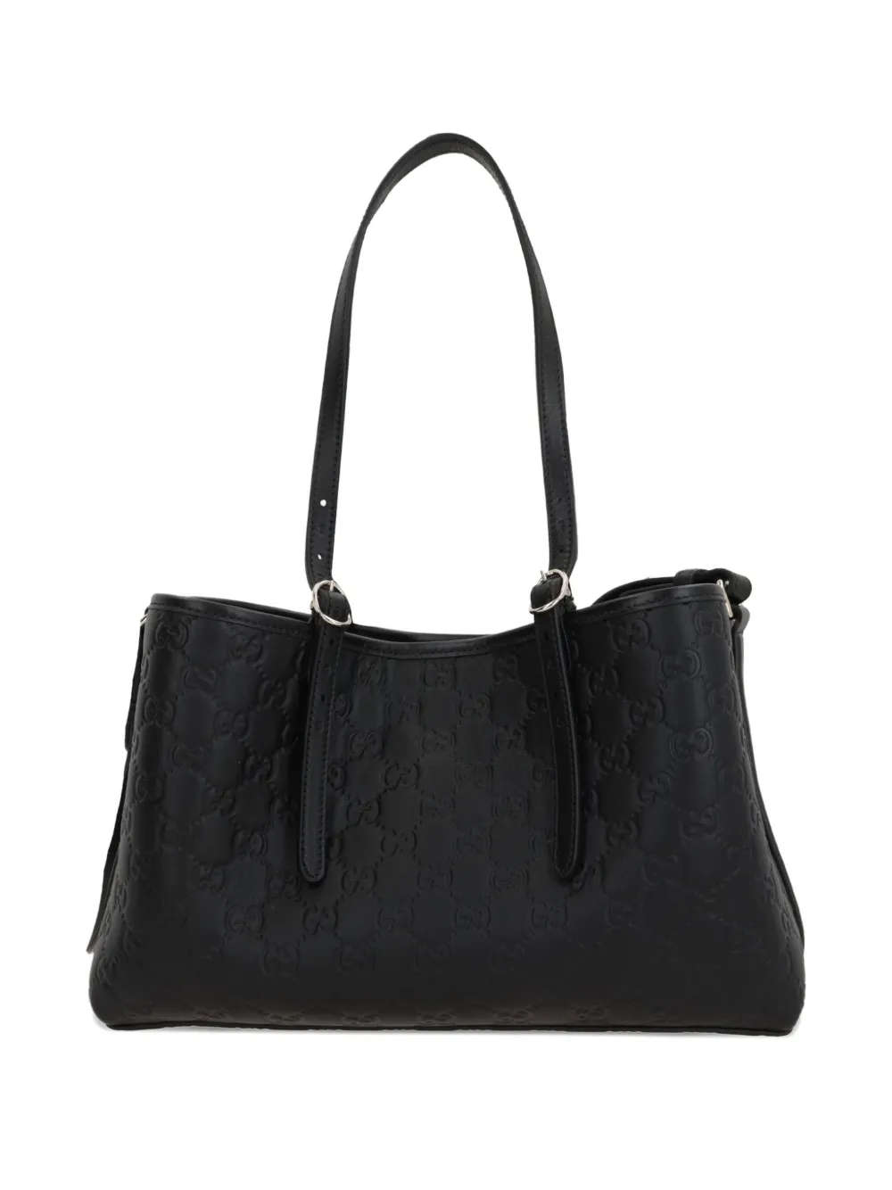 Gucci medium GG emblem leather tote bag Zwart