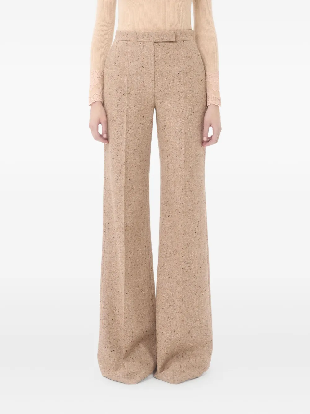 Valentino Woven Casual Pants In Brown