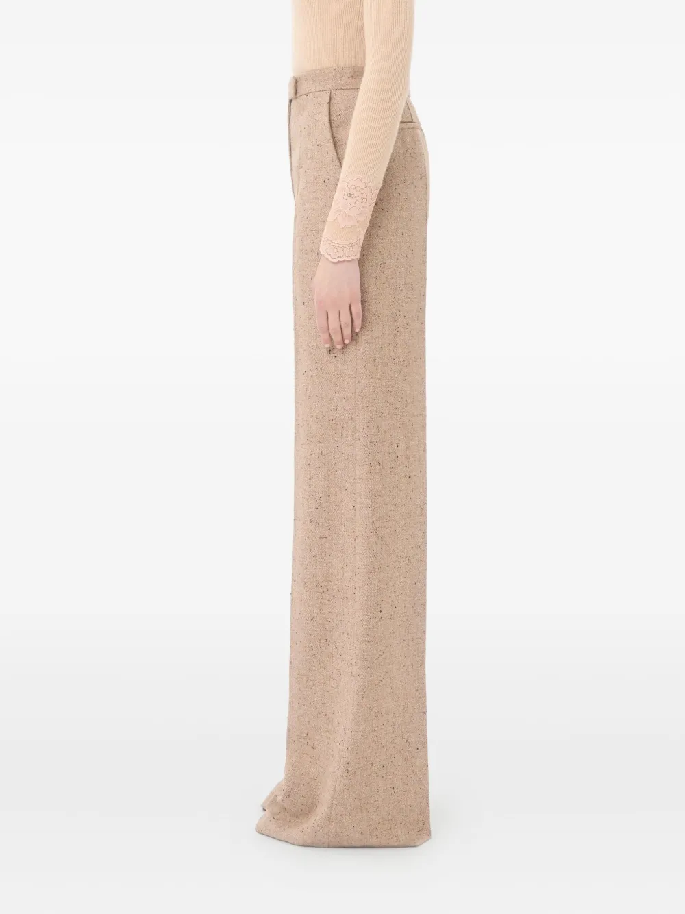 Valentino Woven Casual Pants In Brown