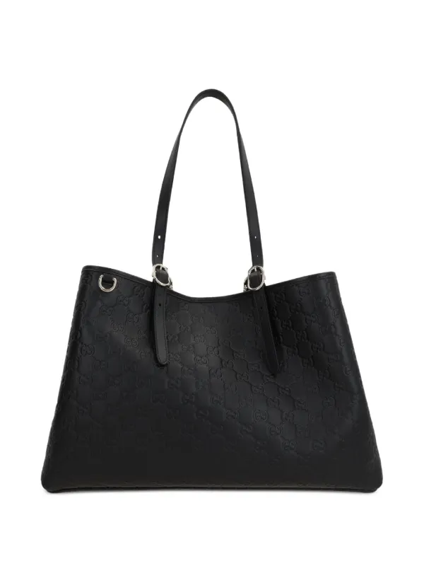 Gucci GGエンブレム ハンドバッグ L | ブラック | FARFETCH JP