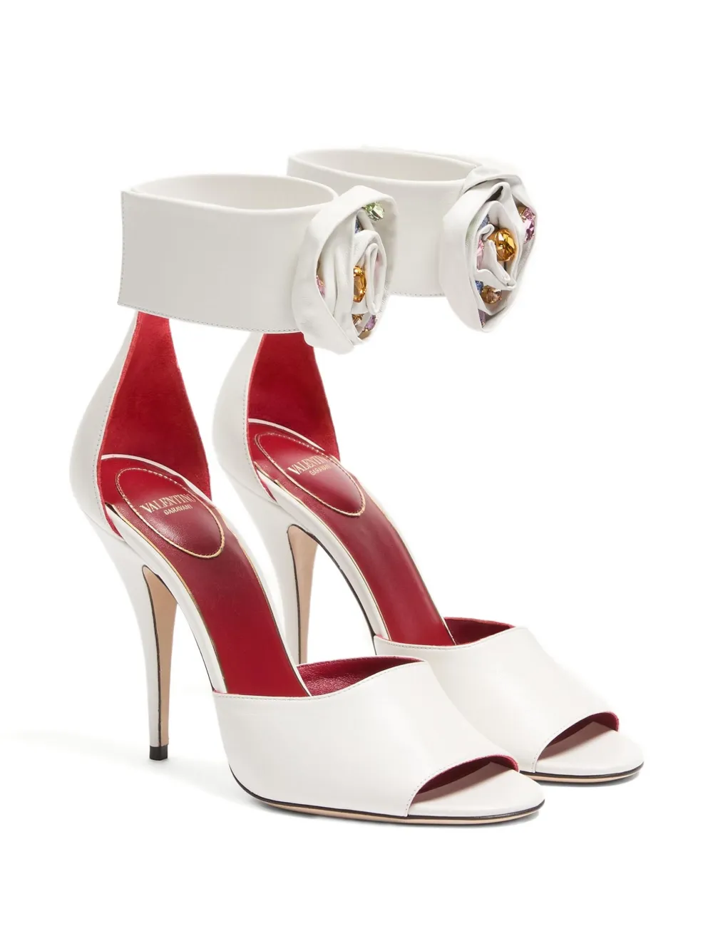 Valentino Garavani 105mm Drip Rose rose-detail ankle-strap sandals | Heeled Sandals | Image 2