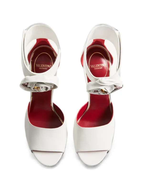 Valentino Garavani Drip Rose Kidskin Sandals With Crystals 105mm