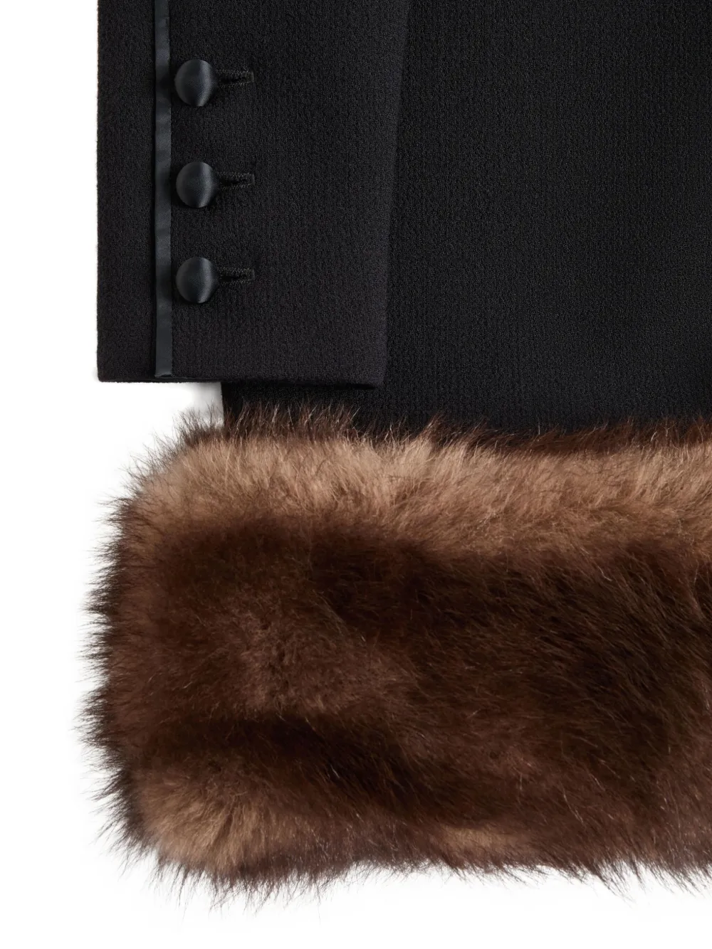 Valentino Shearling-trim Mini Dress In Black