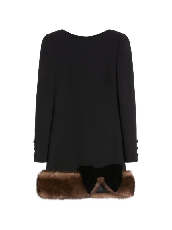 Valentino Garavani Wool Crepe Short Dress in Black