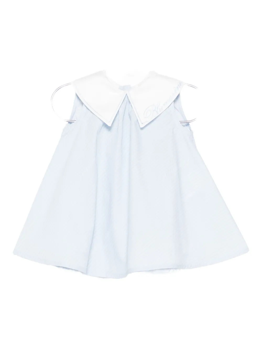 Miss Blumarine Pointed-collar Cotton Dress In Blue