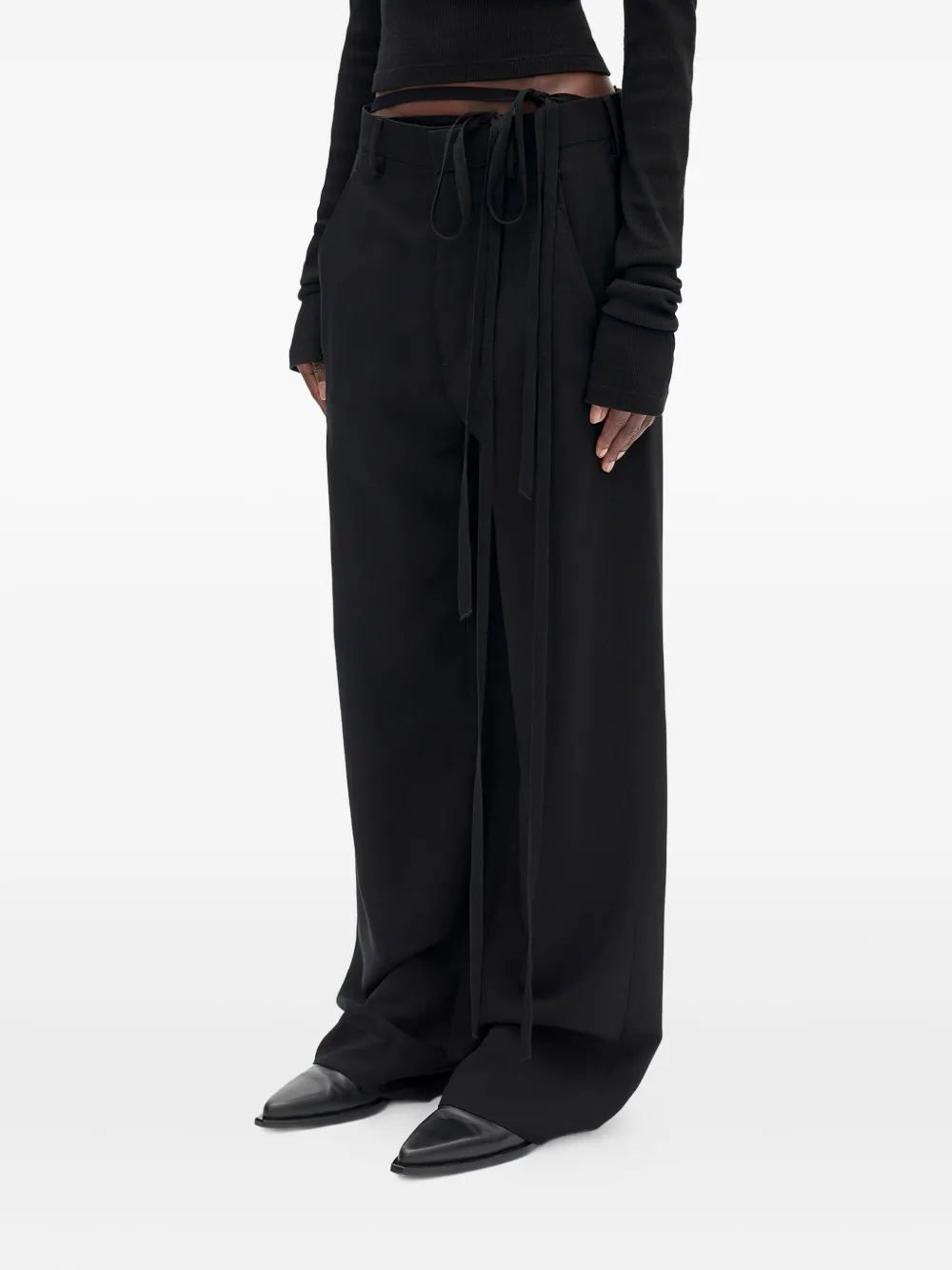  Ann Demeulemeester Anneke Tie-waist Palazzo Pants - Black 