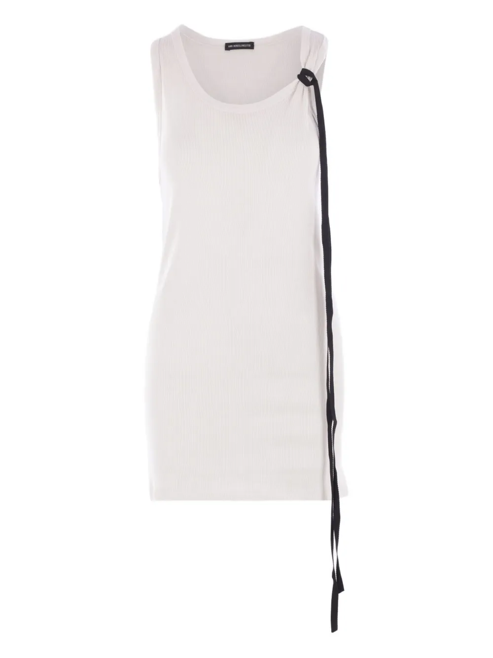 Ann Demeulemeester Seva Ribbed Grosgrain-ribbon Top In White