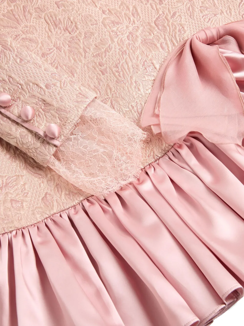 Valentino Floral-jacquard Ruffled Dress In Pink