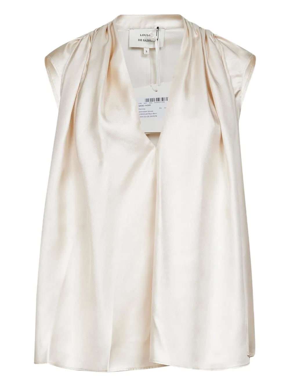 LouLou de Saison Sade gedrapeerde zijden top Beige