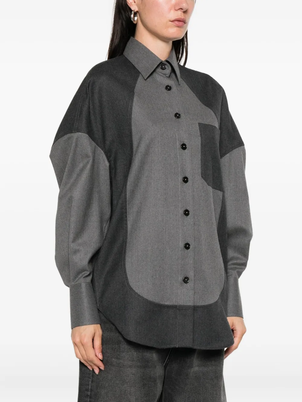 Stella Mccartney Oversized Shirt With Patches In Gray