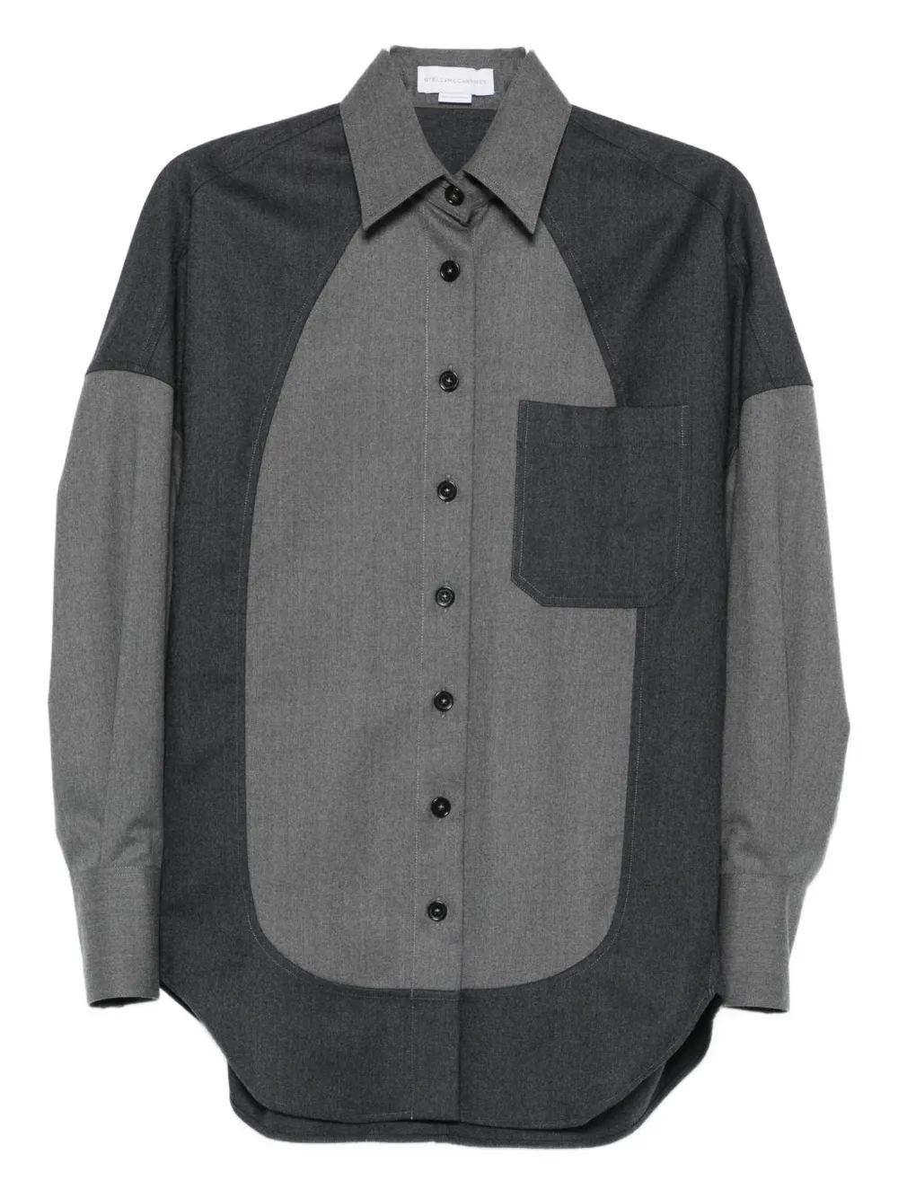 Stella Mccartney Oversized Shirt With Patches In Gray