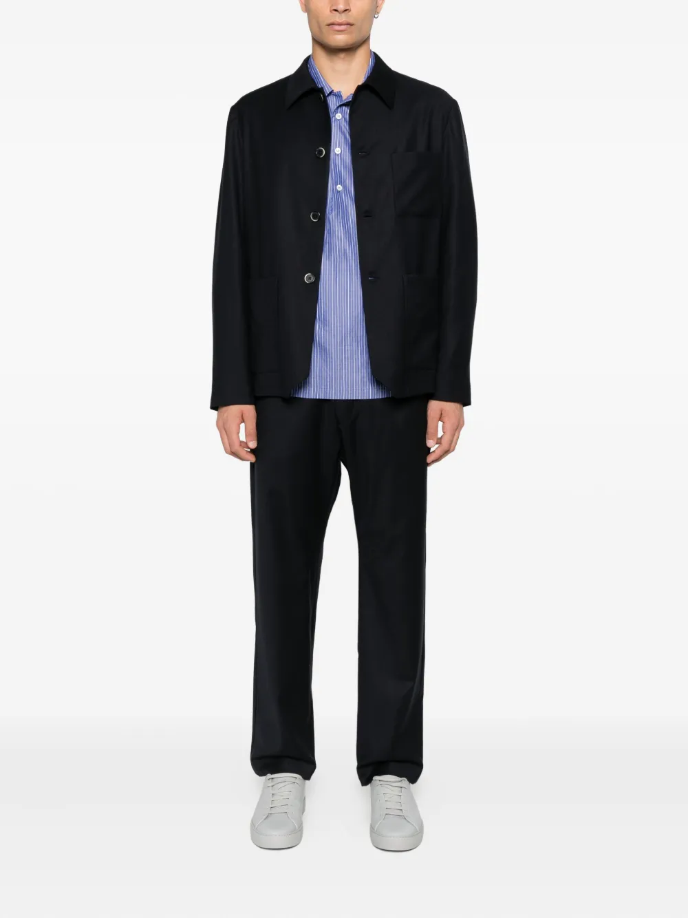 Barena Shirtjack met opgestikte zak Blauw