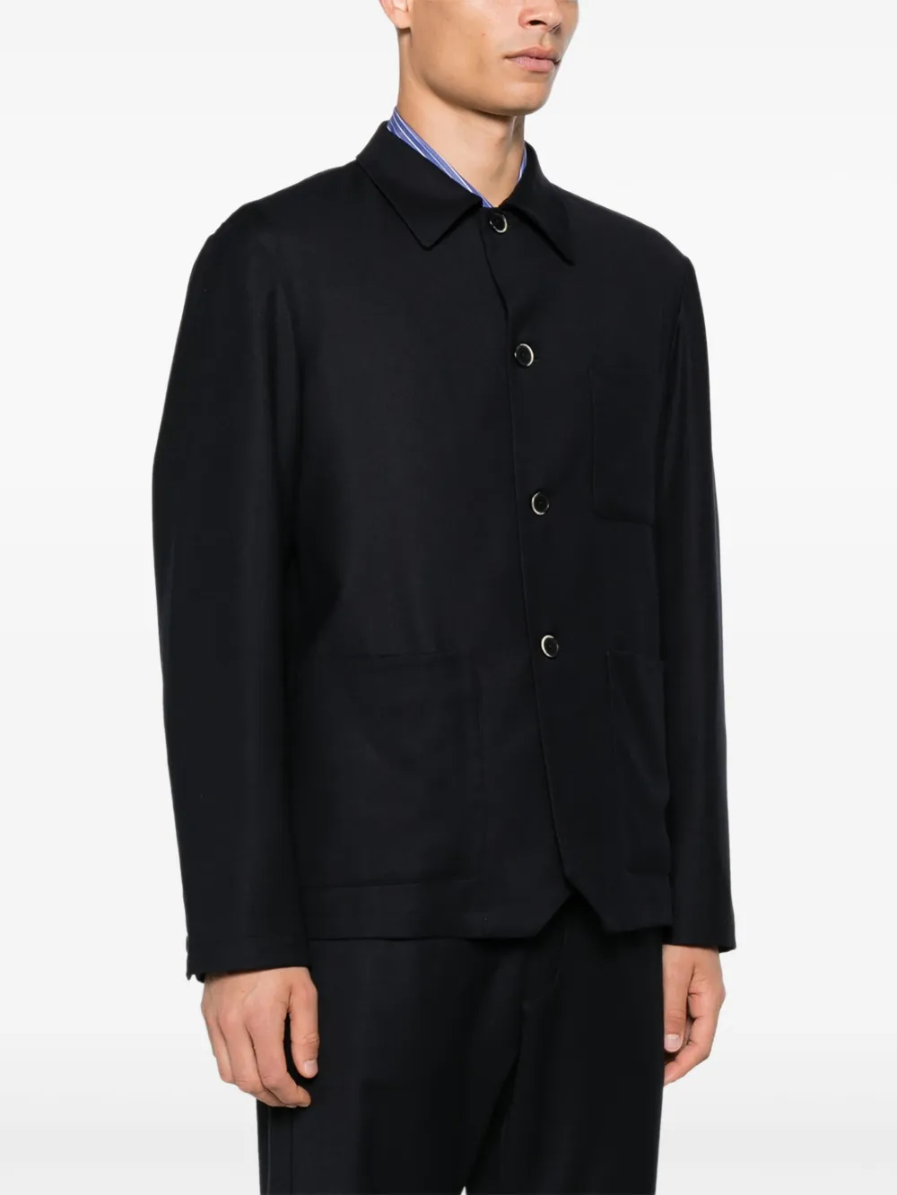 Barena Shirtjack met opgestikte zak Blauw