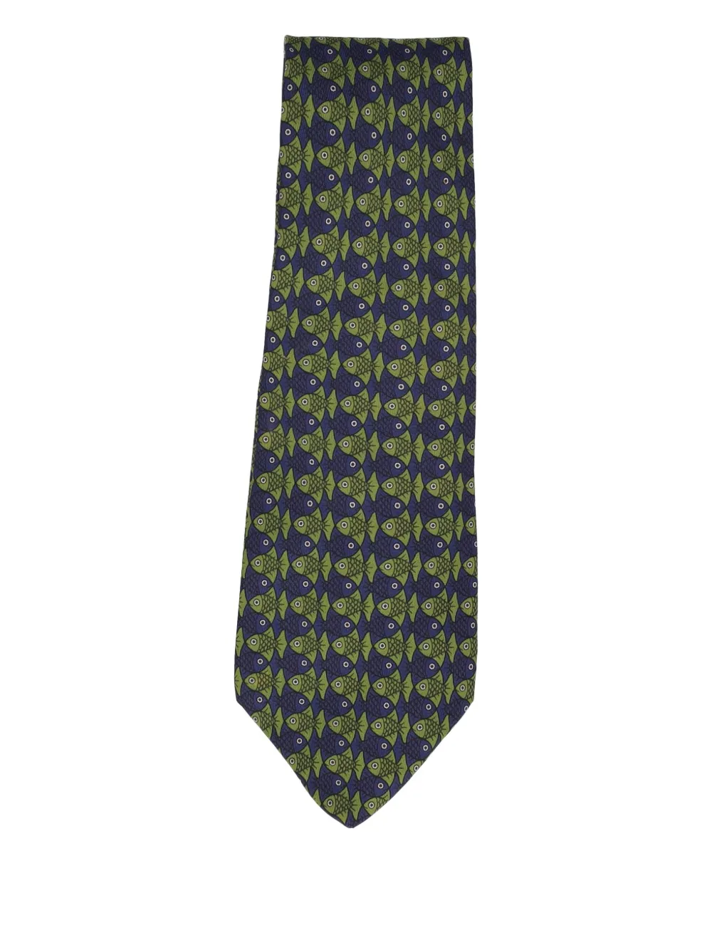 Hermès Pre-Owned fish-print silk tie - ブルー Hermès Pre-Owned fish-print silk tie - ブルー