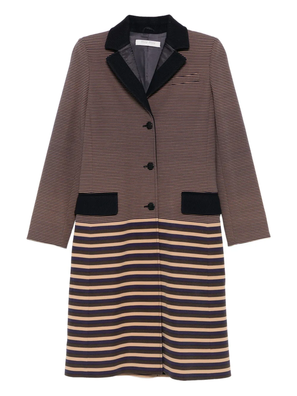Miu Miu Pre-Owned 2010s striped coat | Blue | Image 1