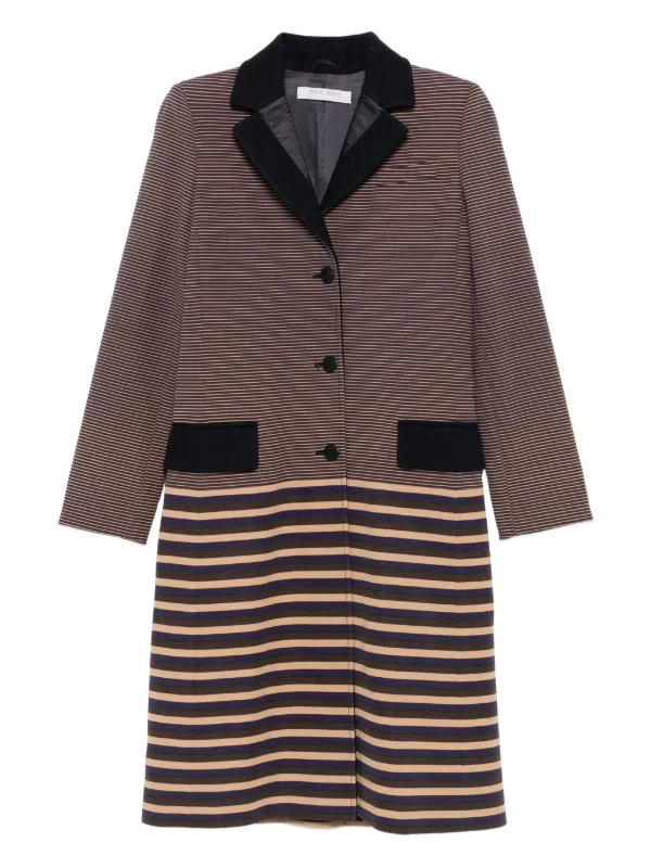 Miu Miu 2010年 限定ストライプコート Miu Miu Pre-Owned 2010s ストライプ コート | ブルー | FARFETCH JP