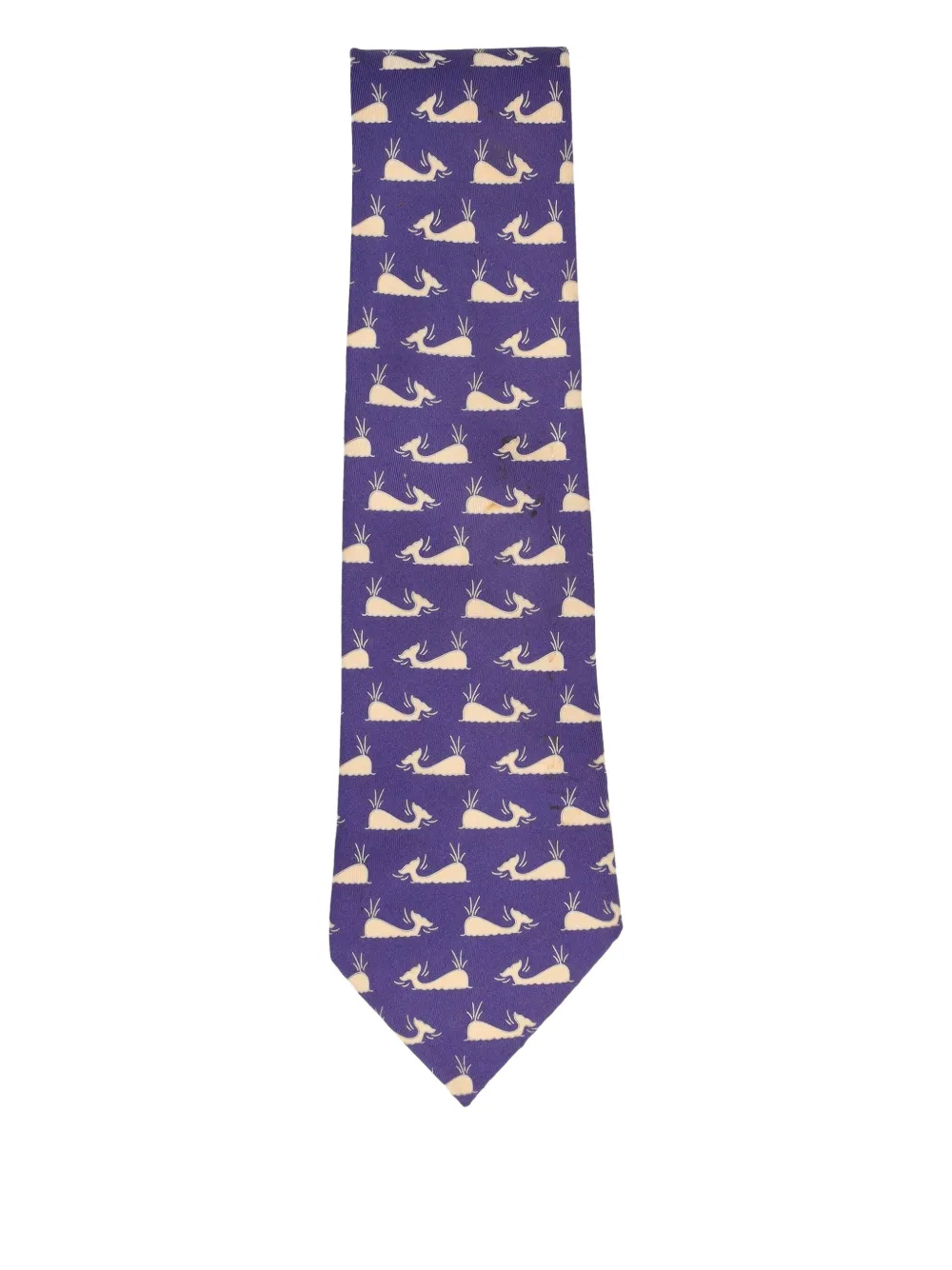 Hermès Pre-Owned 2025 whale-print silk tie - ブルー Hermès Pre-Owned 2025 whale-print silk tie - ブルー