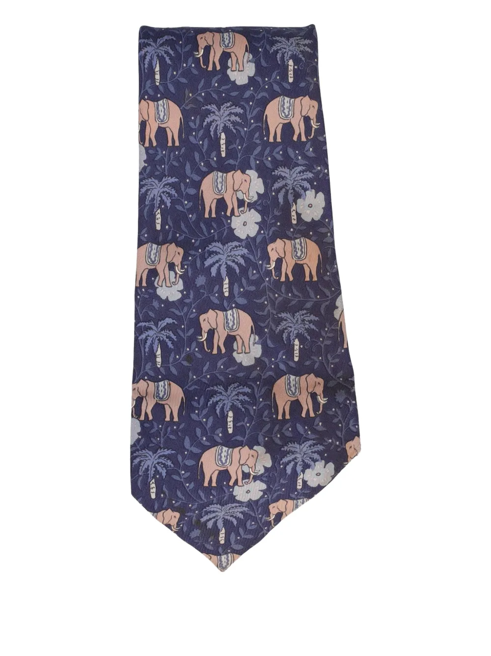 Hermès Pre-Owned 2023 elephant-print silk tie - ブルー Hermès Pre-Owned 2023 elephant-print silk tie - ブルー