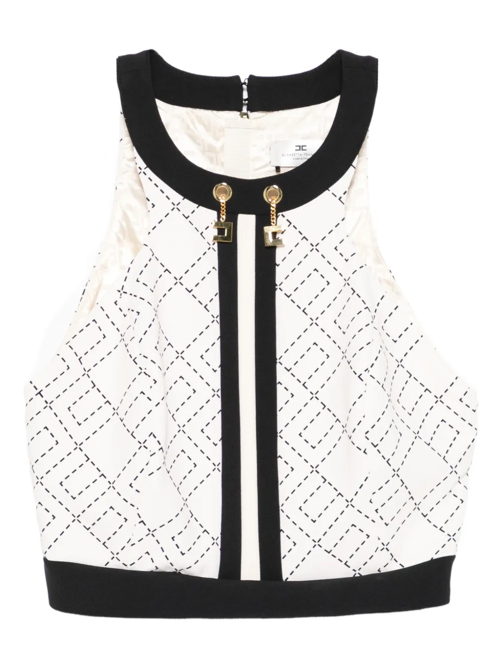 Elisabetta Franchi monogram-pattern halterneck top Beige