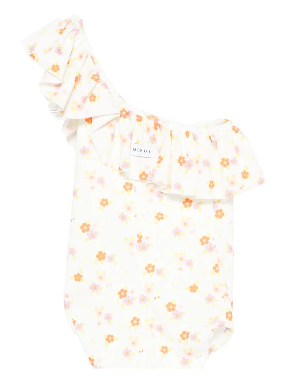Me Fui Floral Ruffled Swimsuit In White