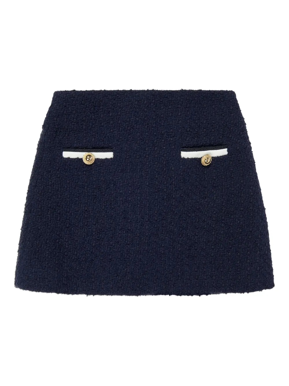 Self-Portrait Kids tweed button-detailed casual skirt Blauw