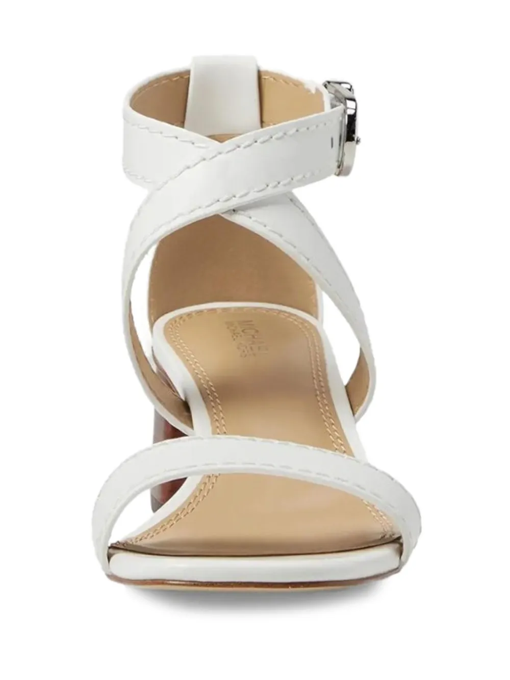 Michael Kors 55MM buckle-fastening block-heel sandals White
