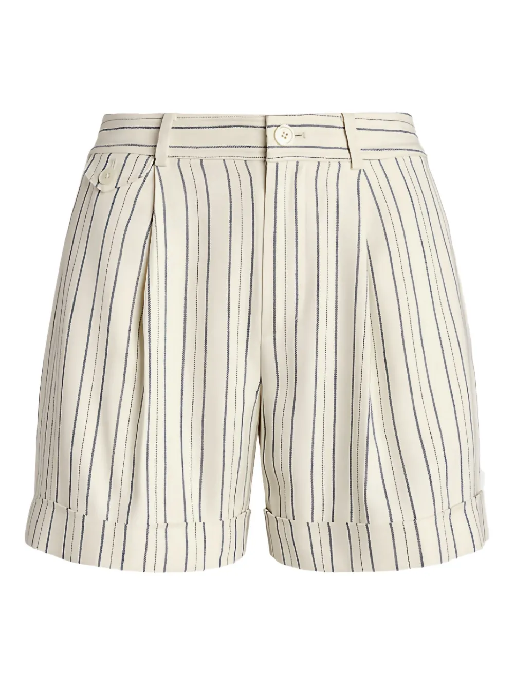 Ralph Lauren Pleated Striped Shorts In Neutral
