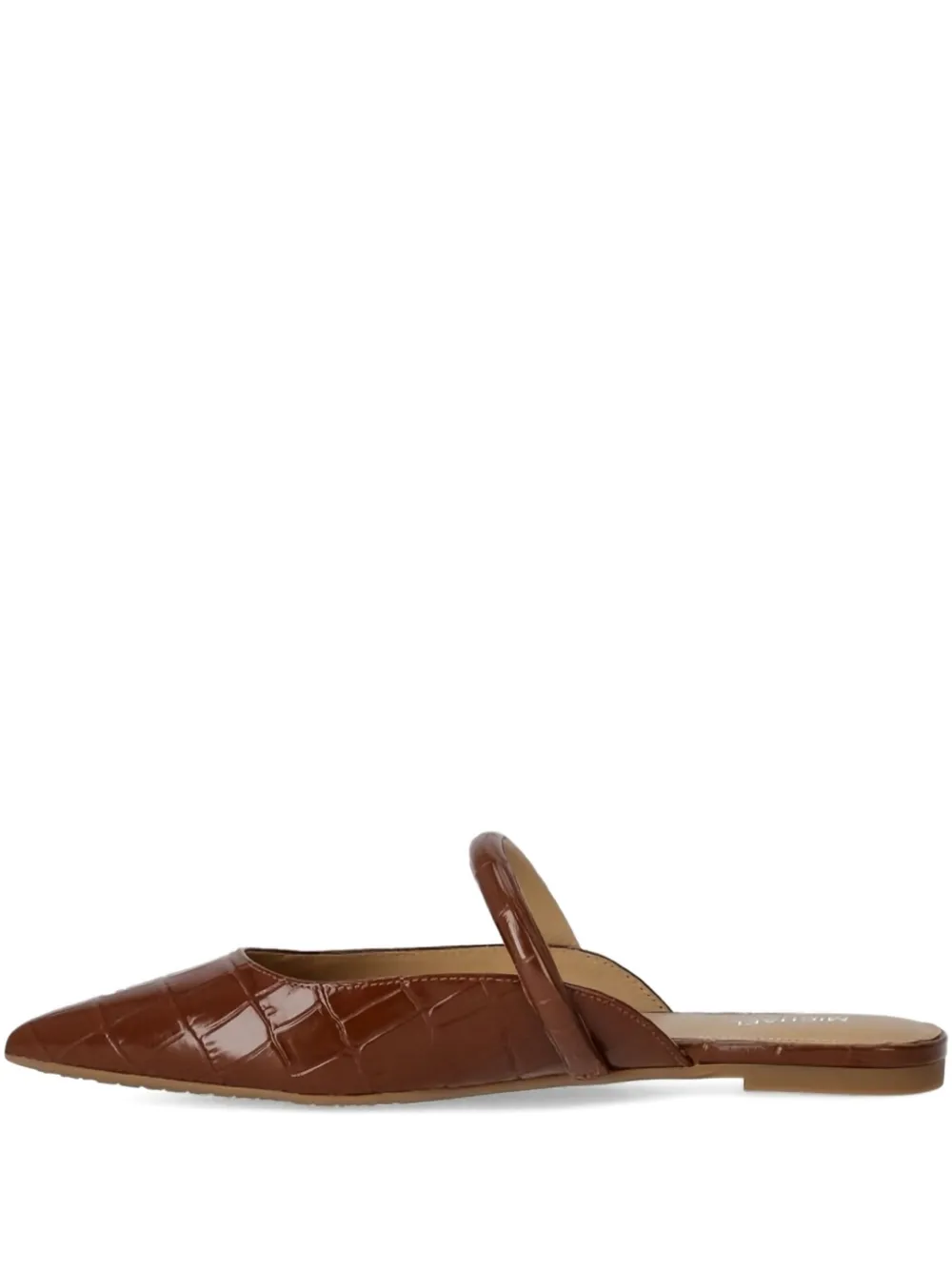 Michael Michael Kors Pointed-toe Crocodile-effect Mules In Brown
