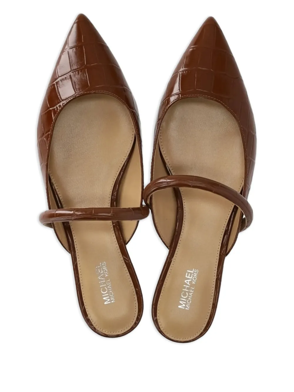 Michael Kors pointed-toe crocodile-effect mules Brown