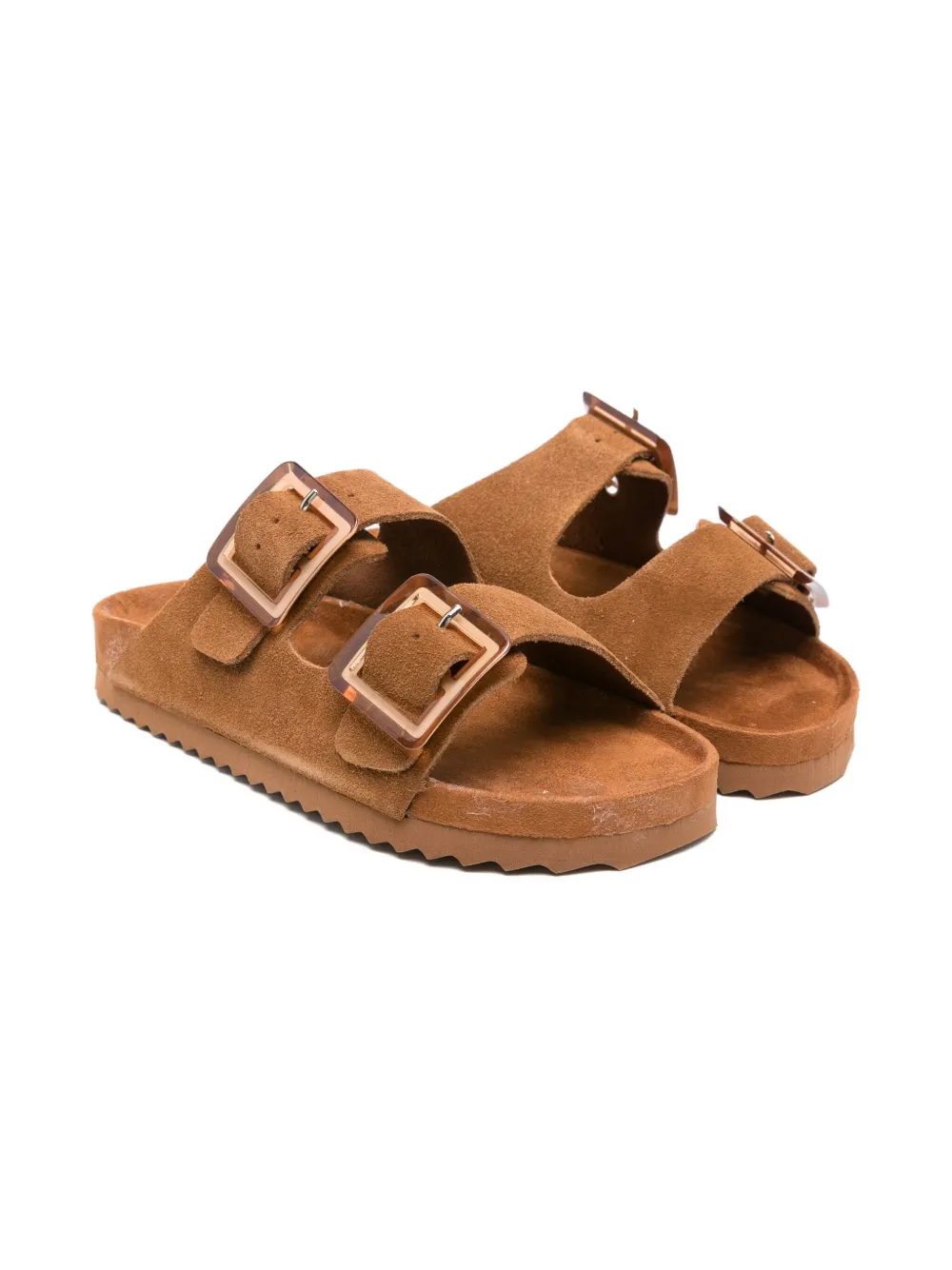 Colors Of California Kids double buckle suede sandals Brown