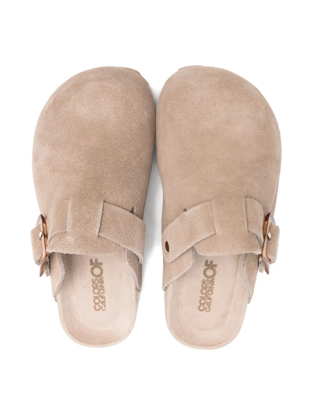 Colors Of California Buckle-fastening Suede Slippers In Neutral