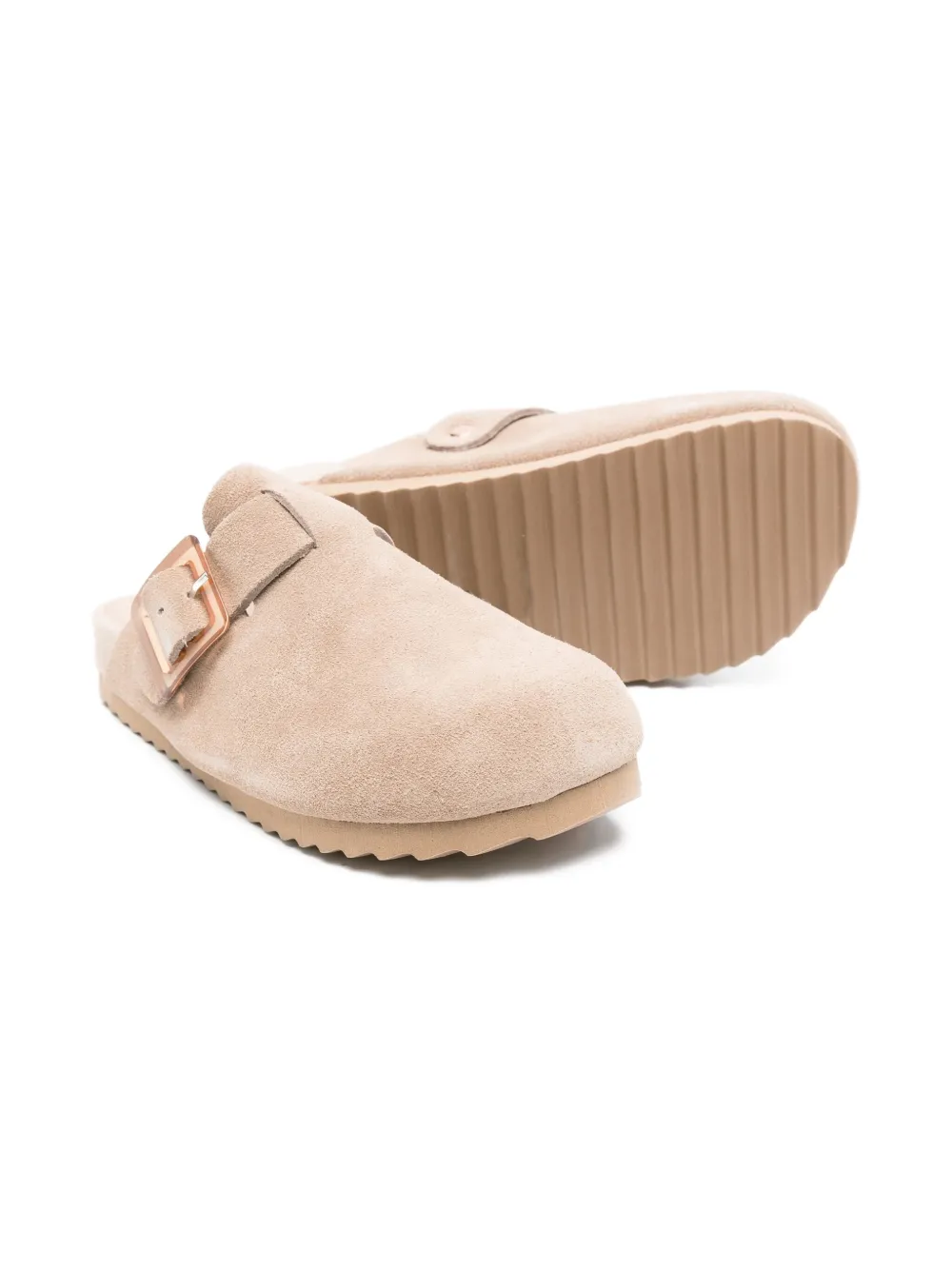 Colors Of California Kids Suède slippers met gespsluiting - Beige