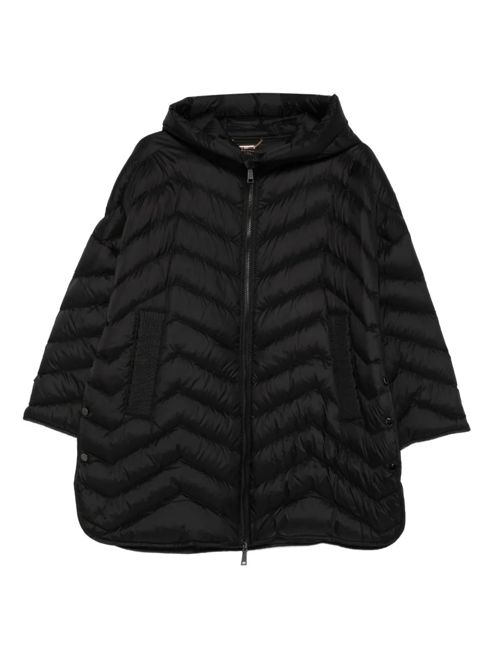 Seventy chevron-quilted hooded coat Zwart