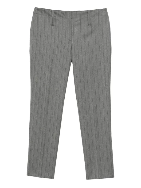 Alexander McQueen Pinstripe Wool Trousers in Grey